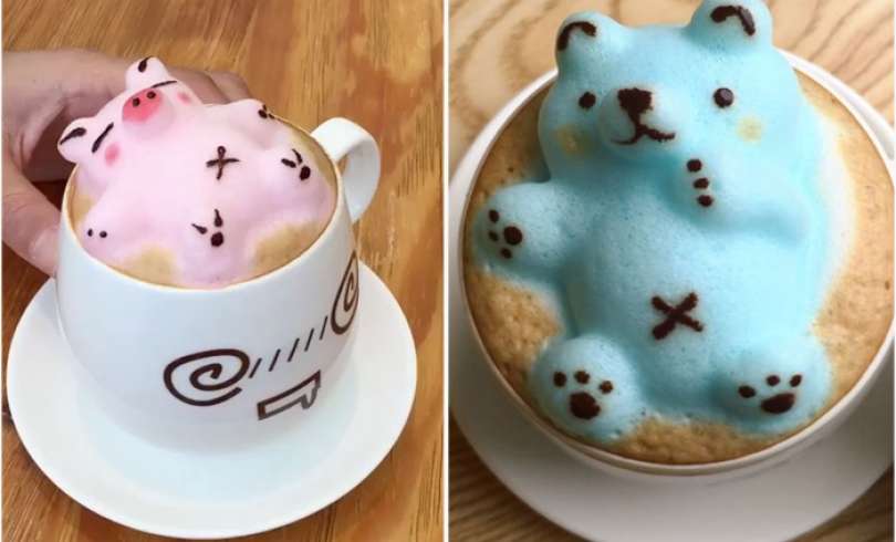 Espuma en arte 3-D para el café con leche