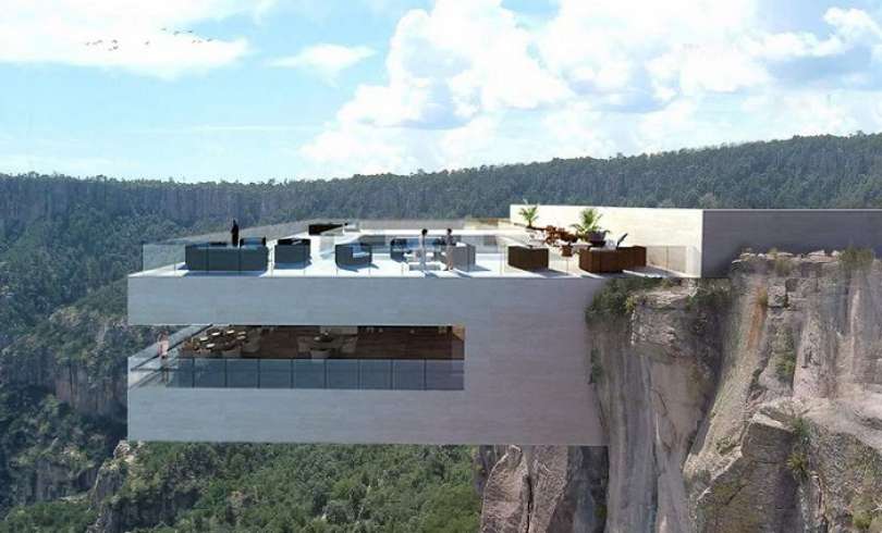 Un concepto audaz de un bar sobre un acantilado en México.