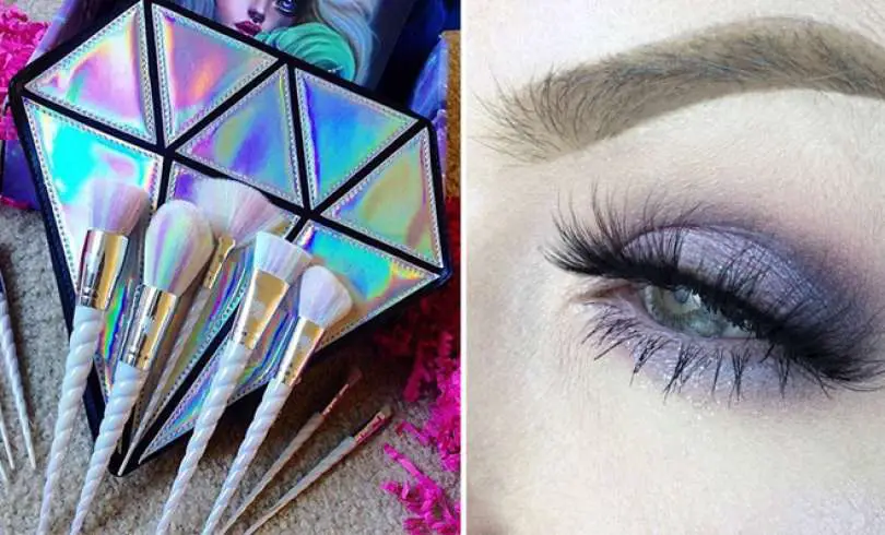 Brochas de maquillaje tipo unicornio