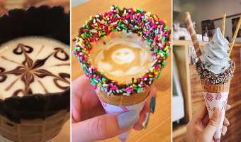 Café en conos de helado, deliciosos y hermosos