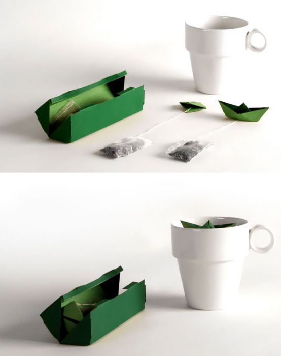 Barcos de papel adjunta a bolsitas de té