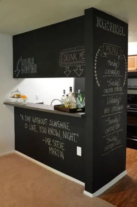 DIY Chalkboard Wal - 20 Creative Basement Bar Ideas, http://hative.com/creative-basement-bar-ideas/,: 