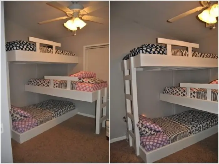 Un excelente diseño interior del dormitorio de los hijos que organiza el espacio lo más cómoda posible.