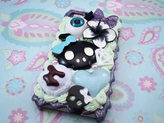 Sweet and Spooky Deco Kawaii Decoden Case for by Lucifurious, .00 #creepy #decoden #goth #iphonecase: 