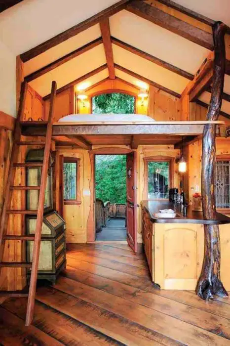 inside a tiny, cosy cottage: 