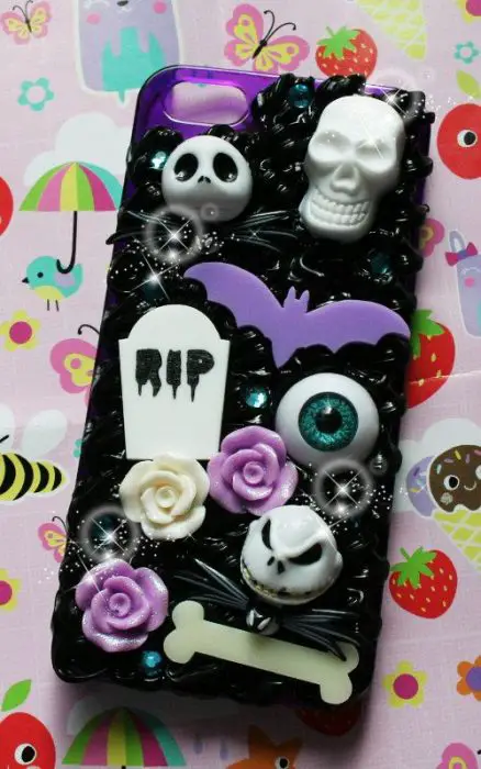 cutekawaii 'Jack Skellington Halloween Queen' Whipped Cream Frosting Kawaii Decoden Phone Case - ANY PHONE MODEL - please read description: 