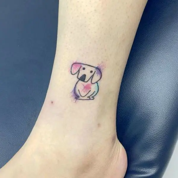 Little watercolor dog tattoo