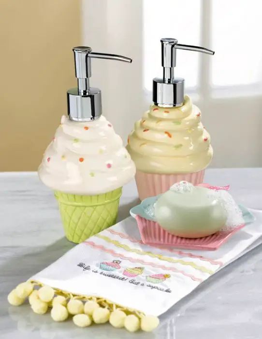 Cute Pastel-Cupcake Dish and Message Towel. Adorable in any kitchen or bathroom. Lotion and Soap dispensers. http://www.amazon.com/dp/B004RSL67C/ref=cm_sw_r_pi_dp_tBvurb07960XG http://www.amazon.com/dp/B005R21NOS/ref=cm_sw_r_pi_dp_1GQtrb0ZJ5N4A: 