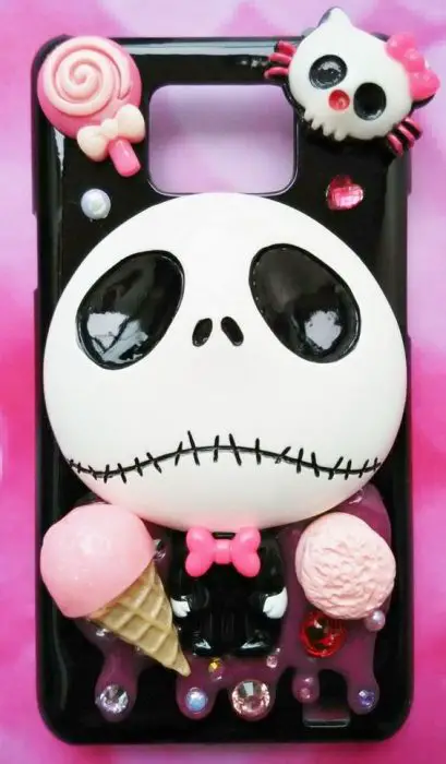 Cute skull with bow nightmare before Christmas Jack cases for ALL Samsung models: 