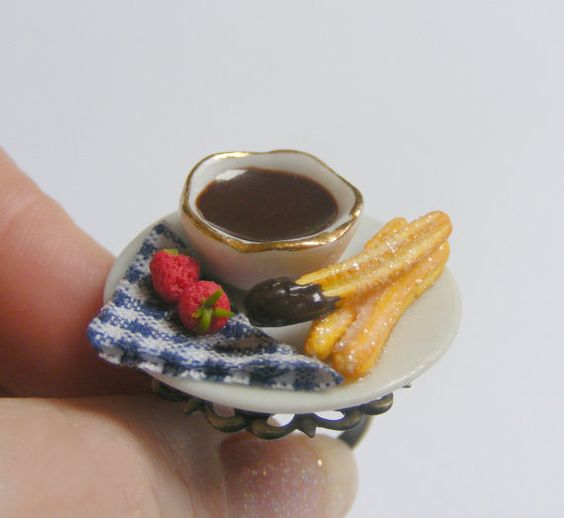 Hey, I found this really awesome Etsy listing at https://www.etsy.com/listing/127870298/churros-and-chocolate-miniature-food: 