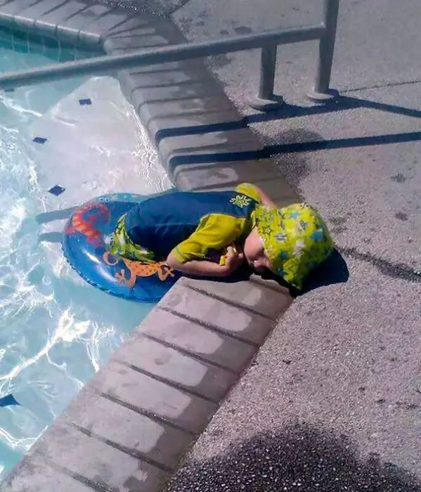 Napping On The Way Out Of Pool