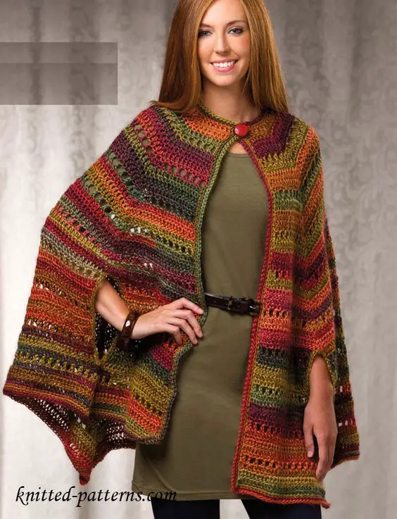 Crochet Cape Pattern - I may have to rethink what I'm making for our spinner guild Poncho Challenge. This is pretty cute.: 