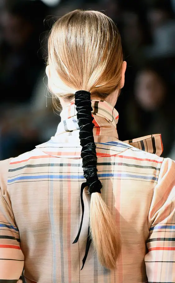 Instant ponytail upgrade: wrap with textured ribbon.: 