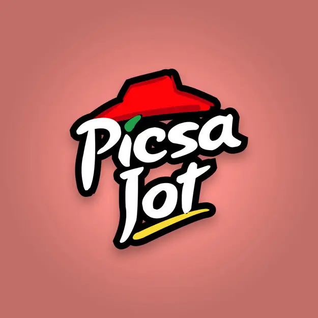 Logotipo de Pizza Hut con la frase escrita "Picsa Jot" 