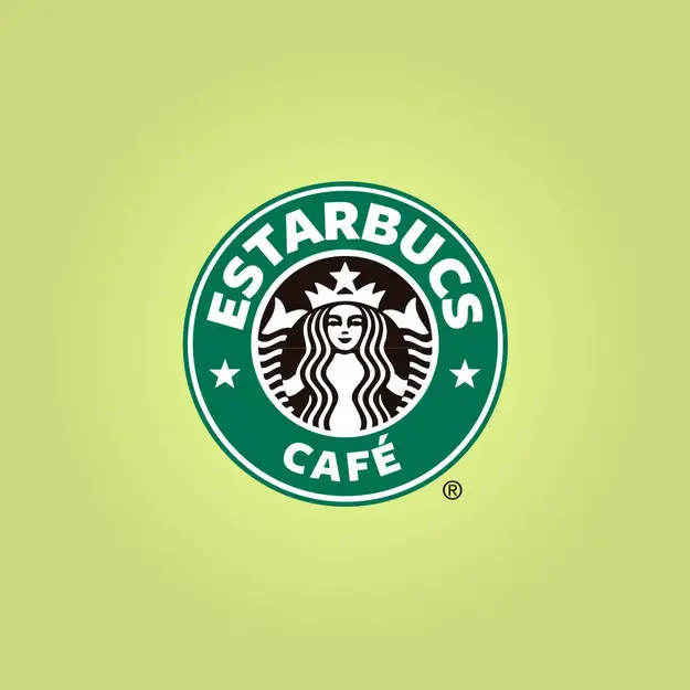 Logotipo de Starbucks con la frase mal escrita "Estarbucs" 