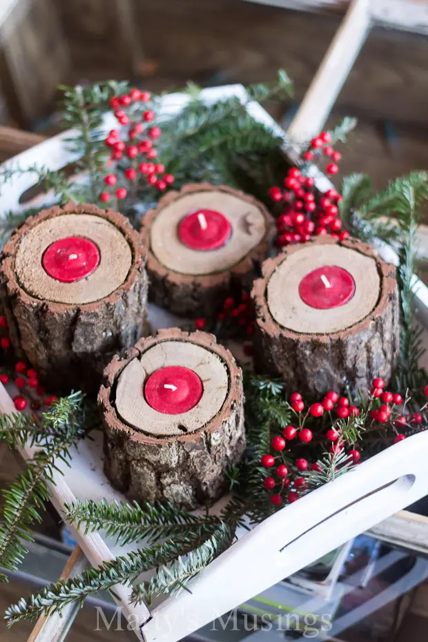 Rustic Wood Tea Light Candle Holders - Marty's Musings
