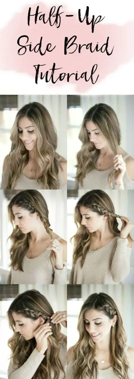 A simple half up side braid hair tutorial perfect for adding a little elegance to your normal hair style!: 