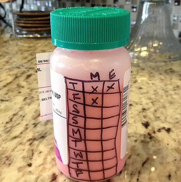 Crear un gráfico en la botella de la prescripción para realizar un seguimiento Cuando usted da a sus niños su medicina
