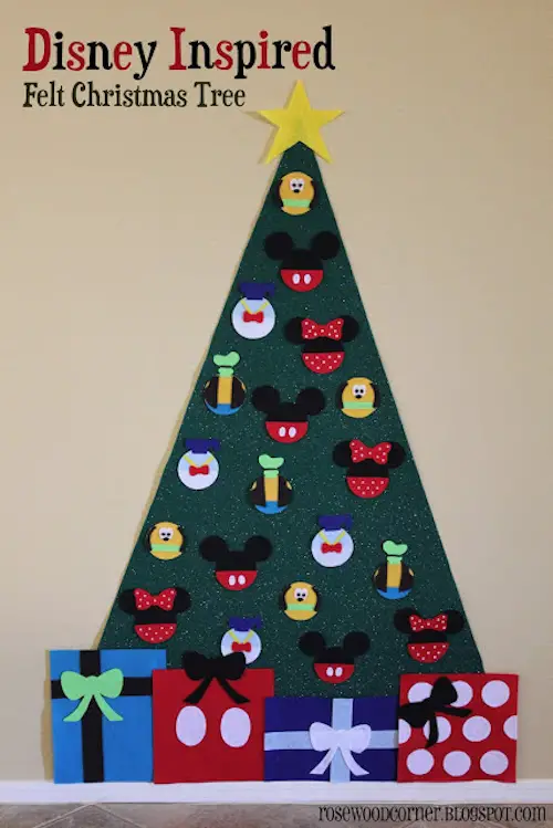 Make a felt Christmas tree with Disney ornaments for young kids! Well, I'd love to decorate this felt tree too (just sayin')