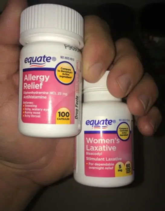 Los comprimidos de alergias y laxante.