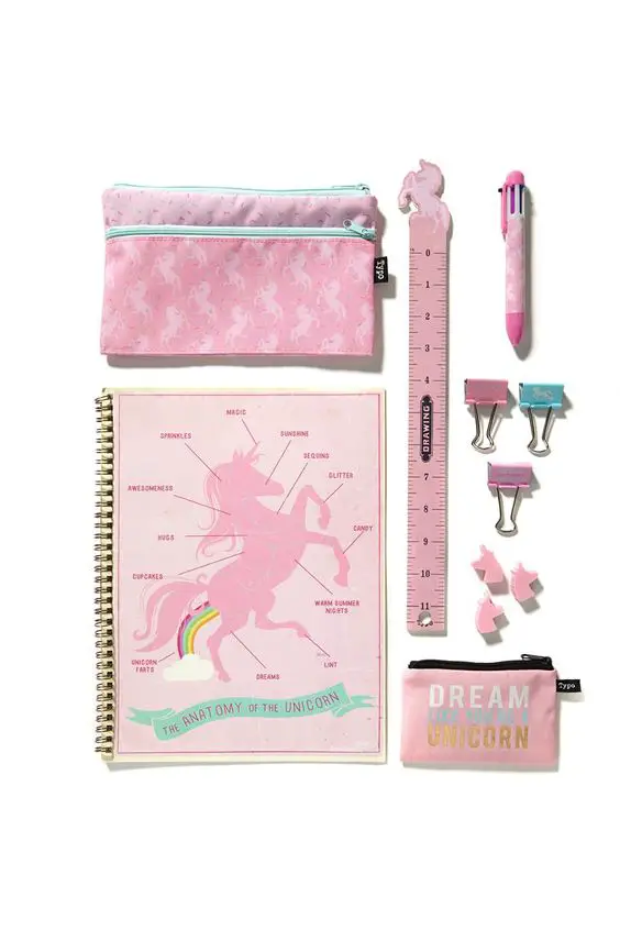 Make going Back to School that much easier with our limited edition Back To School Pack! <br> This pack features everything you need to prepare for the new school year! <br> Each pack comes with the below in four fun designs, Dinosaur, Unicorn, Junk Food and Pineapples! <br> 1x A4 Spinout Notebook <br> 1x Archer Pencil Case <br> 1x Novelty 30cm Ruler <br> ...: 