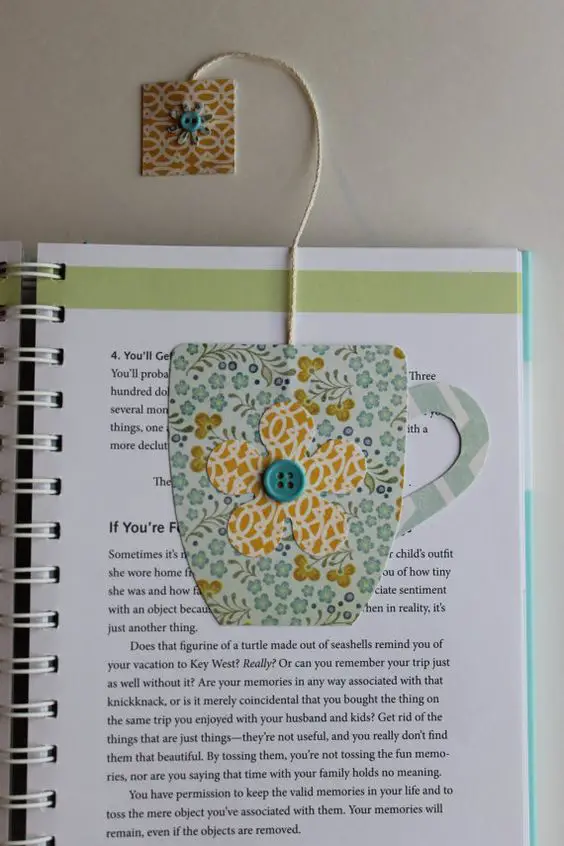 Paper Crafted Teacup Bookmark in Blues and Yellows...free shipping on Etsy, .25: 