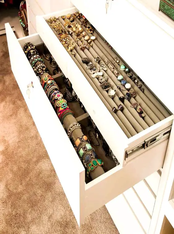 Built in jewelry storage in closet: 