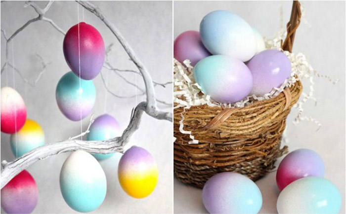 Huevos de Pascua con efecto degrade
