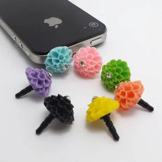 90%OFF Fresh Colorful Sweet Crystal Daisy Dust Plug 3.5mm Phone Accessory Charm Headphone Jack Earphone Cap iPhone 4 4S 5 6 iPad HTC Samsung