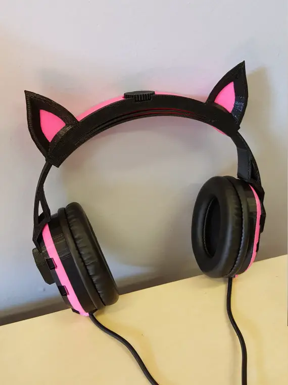 hermosos audífonos 3D Printed Cat Headphones Kawaii Cute Kitty Headset