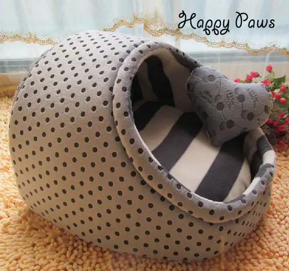 Cute polka dot warm indoor bed for small dogs cats totoro Pet detachable washable nest dog cat house Egg kennel: 