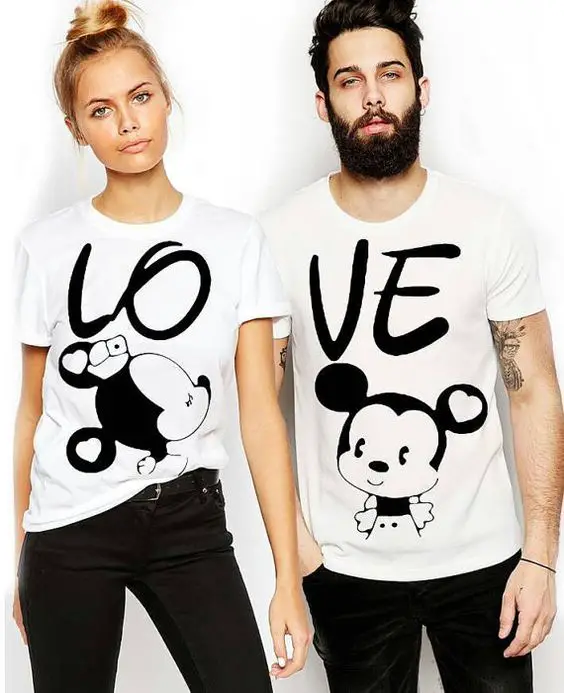 Couple T-shirts set "LOVE" set of 2 couple T-shirts custom couple shirts set of 2 couple shirts Love you tshirt. Gift for her. Gift for him.: 
