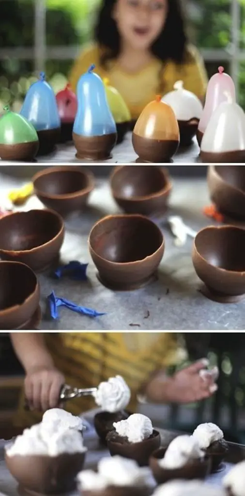 Haga tazas de chocolate para su helado. | 40 Ways To Make An Amazing Ice Cream Sundae: 