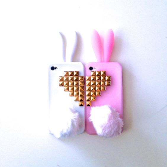 accesorios para mejores amigas Best Friends Bunny Rabbit Heart Studded iPhone 4 4s Case. cute: 