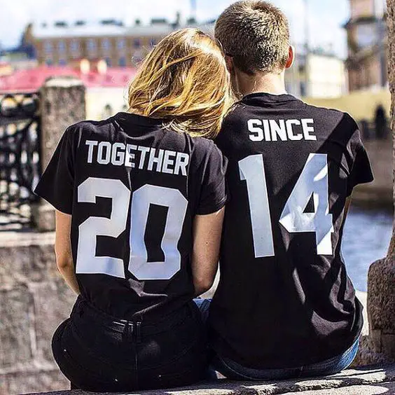 COUPLES T-shirts set "Together since" set of 2 couple T-shirts custom couple shirts set of 2 couple shirts 100% cotton: 
