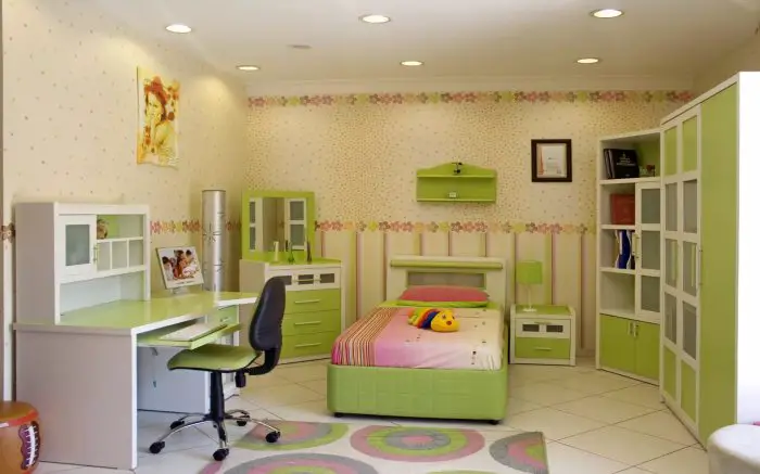tonos de verde acento muebles para el cuarto de niños moderno. 