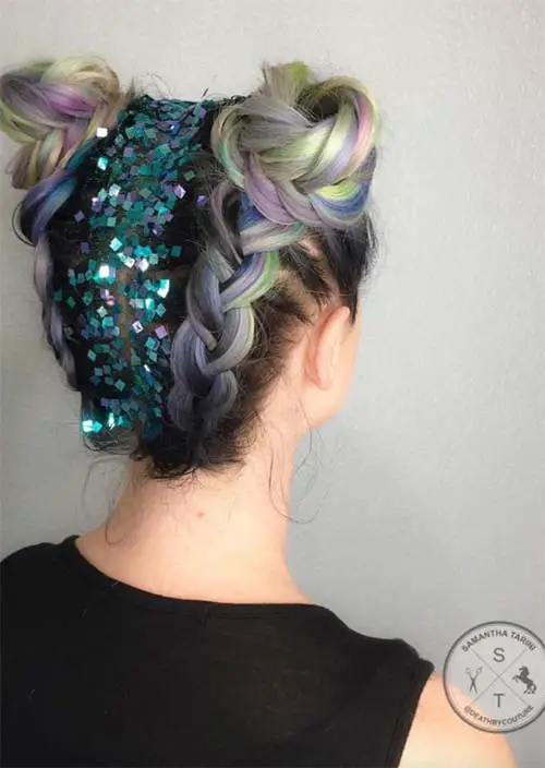 Glitter Peinados Ideas: Glitter trenzadas bollos Espacio