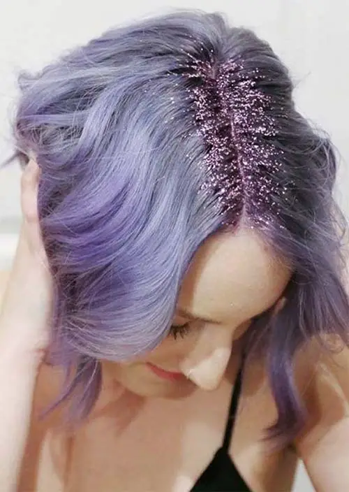 Glitter Peinados Ideas: Las raíces del pelo brillo púrpura