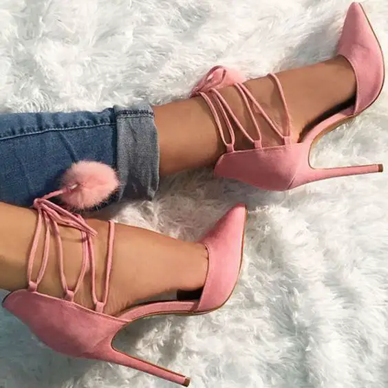 Shoespie Stylish Pointed Toe Lace Up Stiletto Heels: 