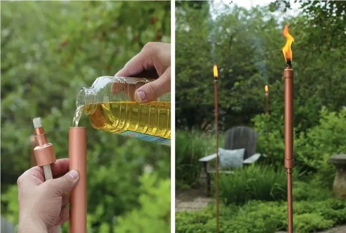 An interesting idea of ​​​​using a hookah is a simple but original torch that will become a real highlight on your dacha site.
