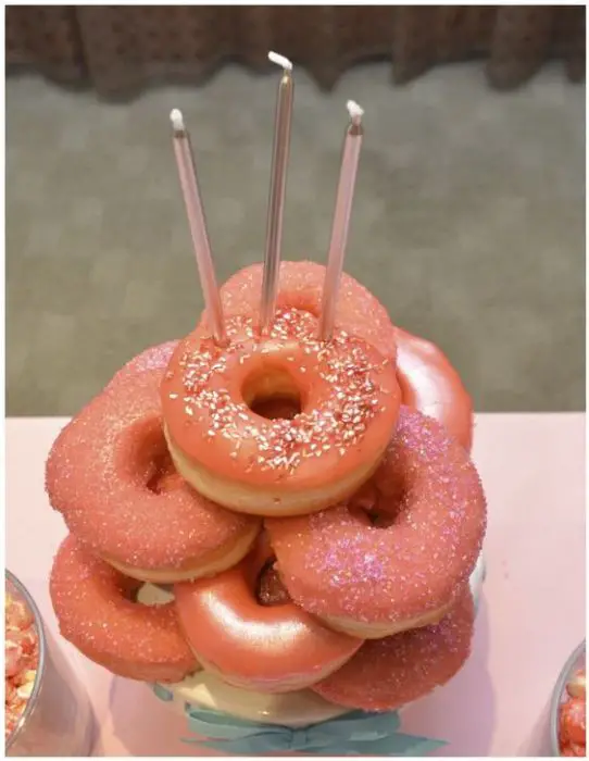 Donut birthday cake for birthday breakfast!: 