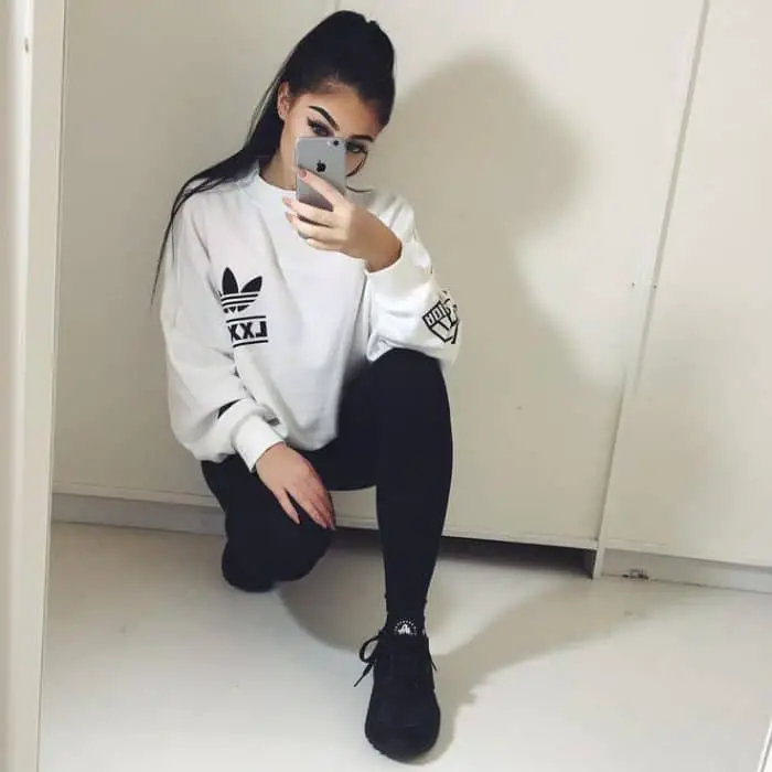 Outfits Con Pants Negro Adidas Mujer