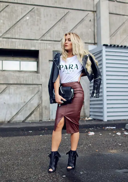 Outfits con Falda de Cuero