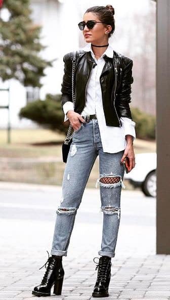 33+ Outfits con Chaqueta de Cuero Rockeros y Glamurosos