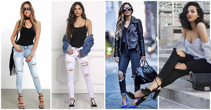 38 Increíbles Outfits con Jeans Rotos que te Encantarán