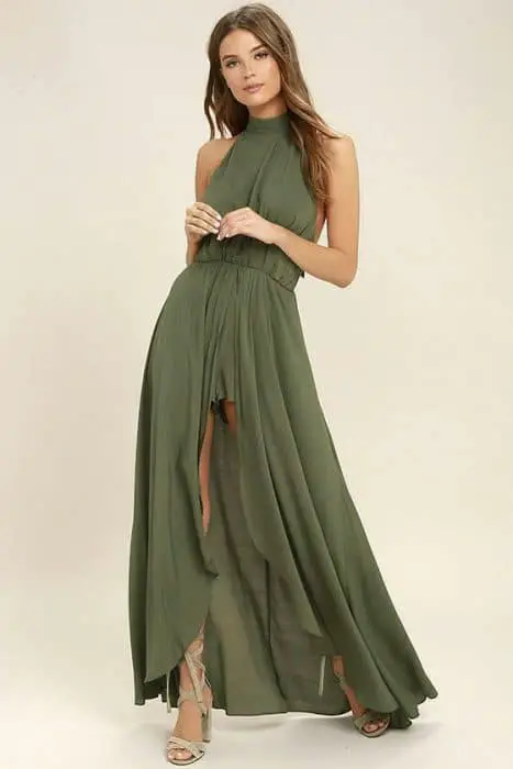 vestido verde olivo