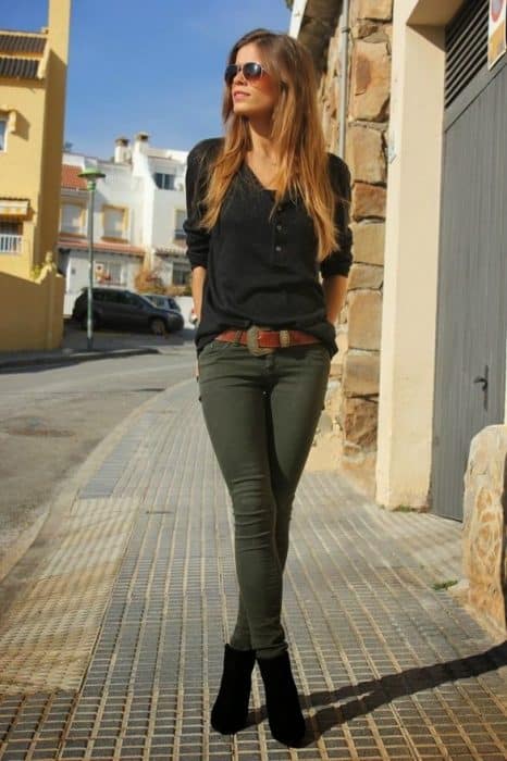 all olive green outfit