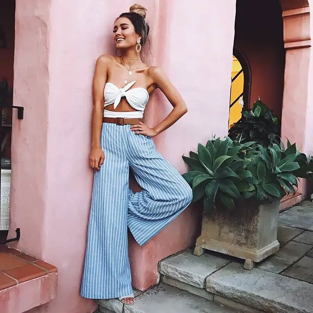 🎉EDIT: Congrats @rabiiabym, you’re the winner! DM us to claim your prize🎉 The perfect outfit for that Euro getaway 🌞✈️ Our 'Bella one piece in milk' + 'Midnight Daydream pants in blue stripe linen look' ✨ Shop all denim via showpo.com 💘 #showpo