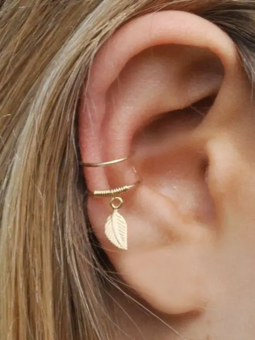 Dois anéis de orelha de ouro