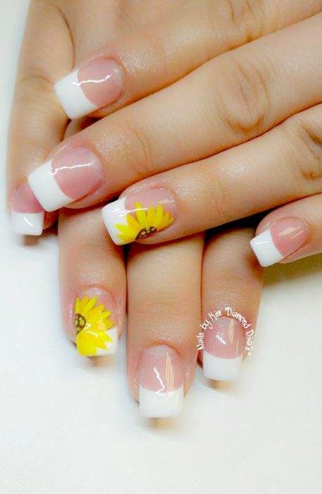 25+ ideas de diseño de uñas con flores girasoles